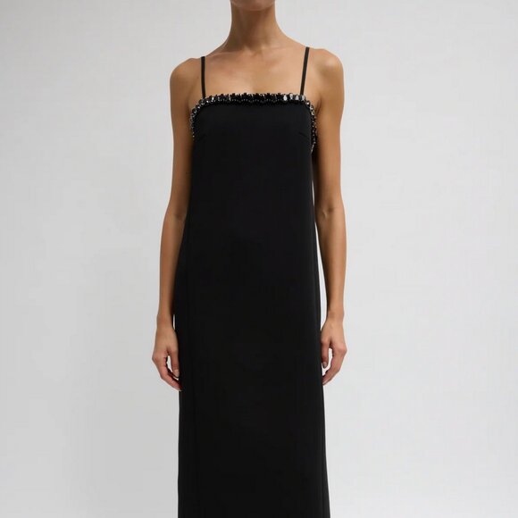 Tibi Bonded Twill Beaded Strappy Dress - Picture 1 of 8